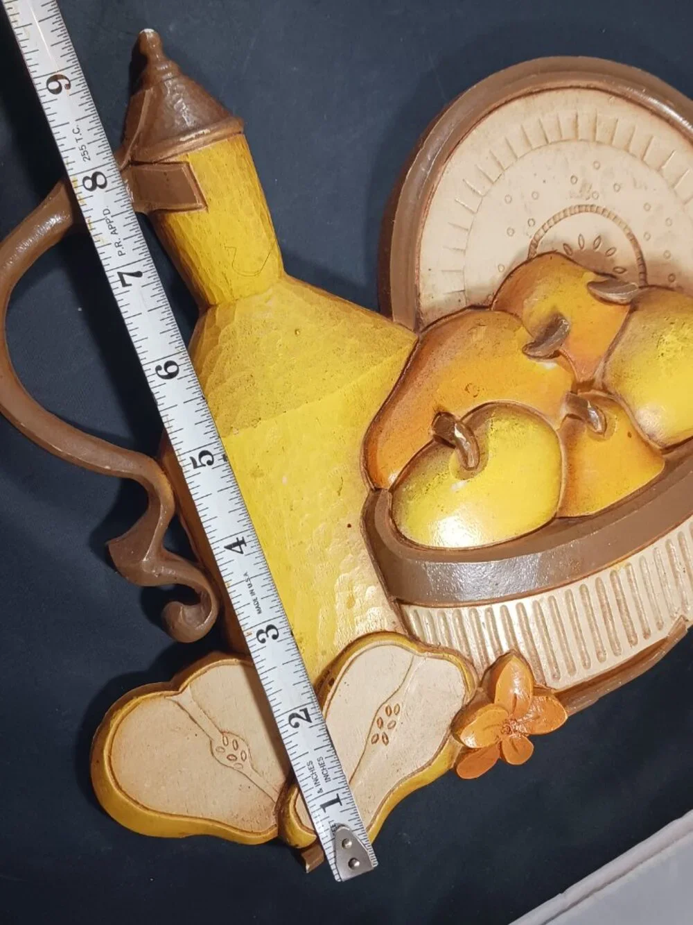 Vintage Syroco Homco 7610 Wall Hanging Plaque Pears Fruit MCM Yellow Orange